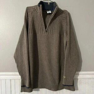 Columbia Men’s Sweater Size XL Brown Taupe Cable Knit Mock Turtleneck 1/4 Zip